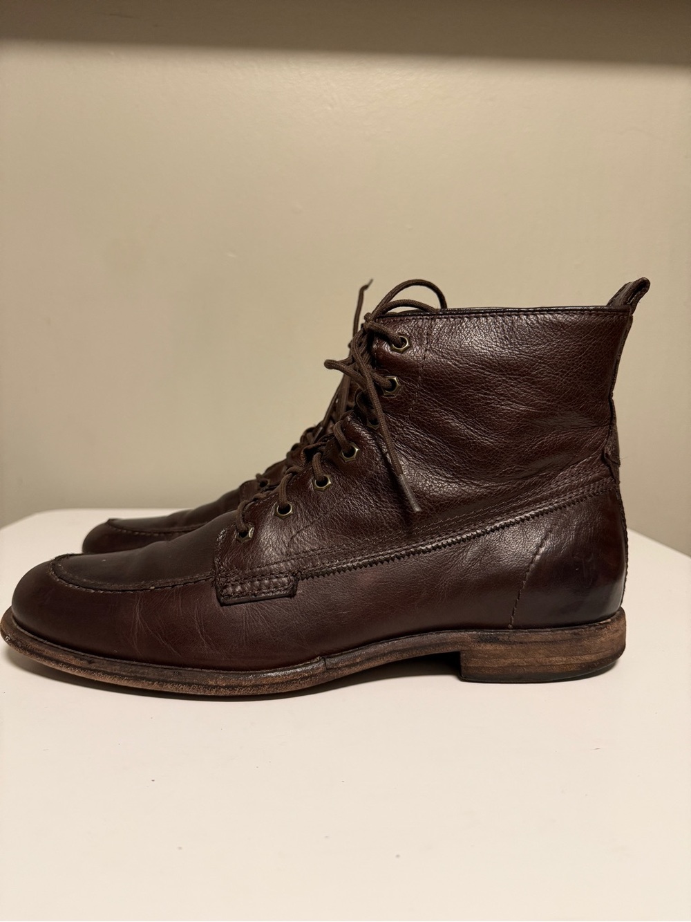 FRYE DAKOTA MID LACE 6" Copper Leather Classic Moc Toe Boots Men's US 9.5 D